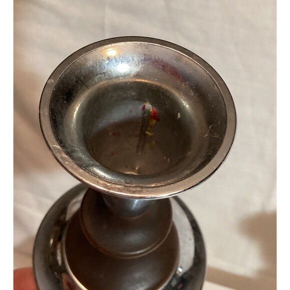 Kromex Teakwood & Metal Taper Candlestick Holders 4.5" MCM USA Vintage - Picture 6 of 14